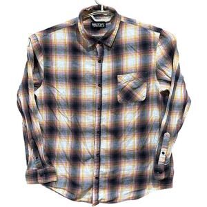 Baileys Point Flannel Shirt Mens XXL Yellow Red Gray White Plaid 100% Cotton